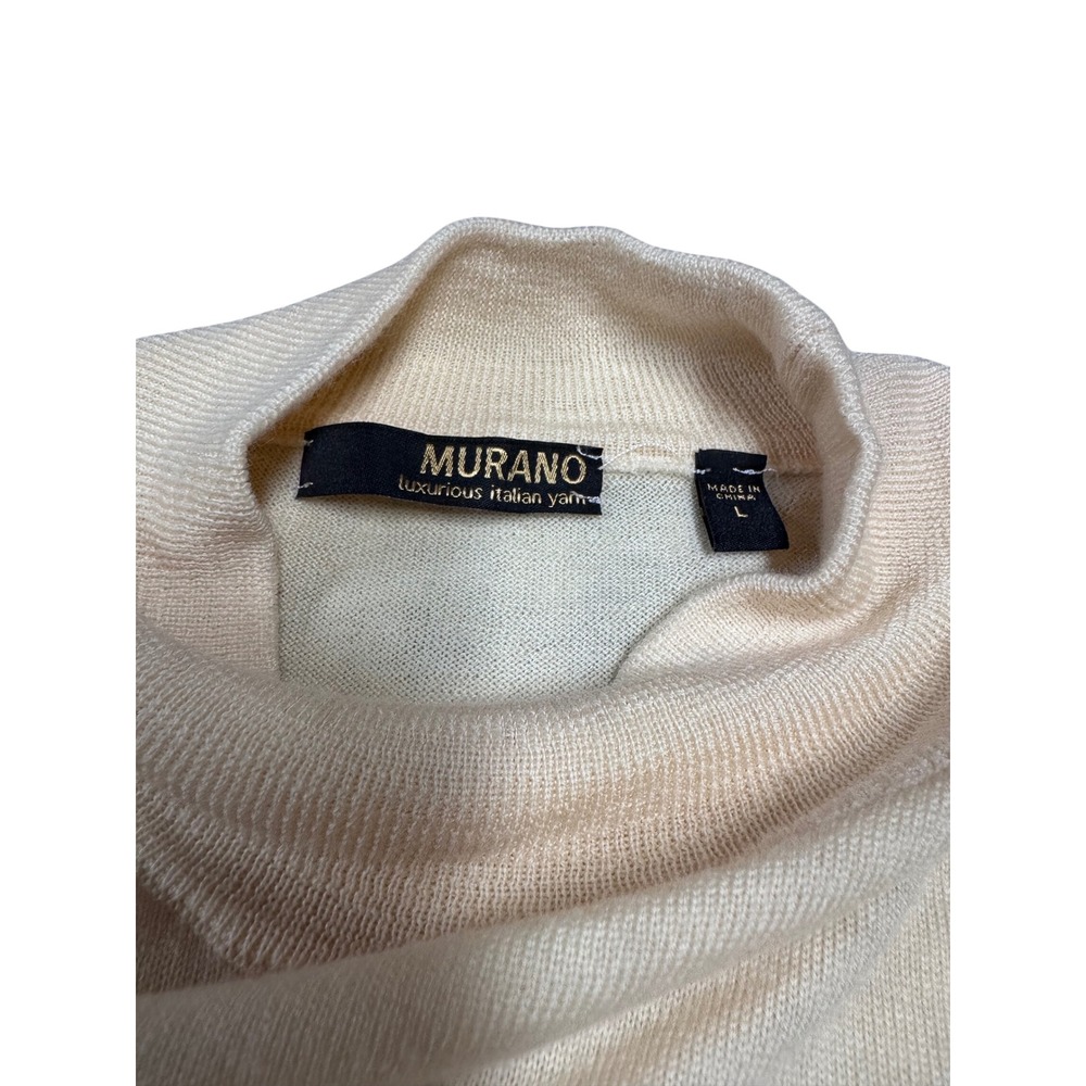 Murano 100% Merino Wool Mock Neck Sweater Cream Italian Yarn Womens Large - Picture 5 of 6